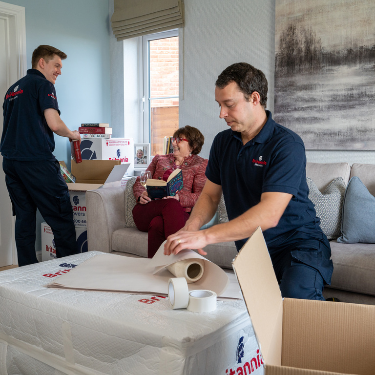 Interior of a Bradshaw Moving van, neatly packed with furniture and boxes for a safe move in Leicestershire.